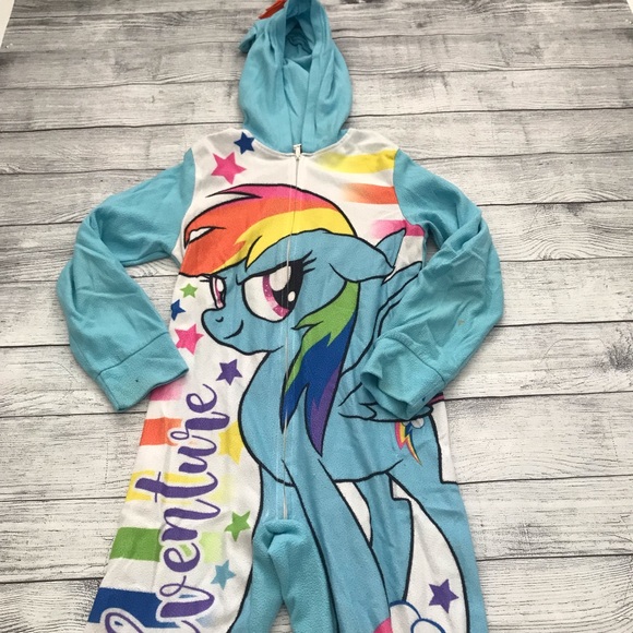 Pajamas My Little Pony Rainbow Dash Hooded Pajama Onesie Unicorn One Piece Zip Up 78 Poshmark